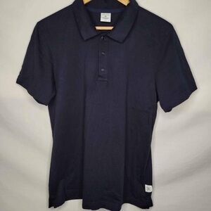 Reigning Champ Men's Pima Jersey Short Sleeve Polo Shirt Size Medium Navy Blue.